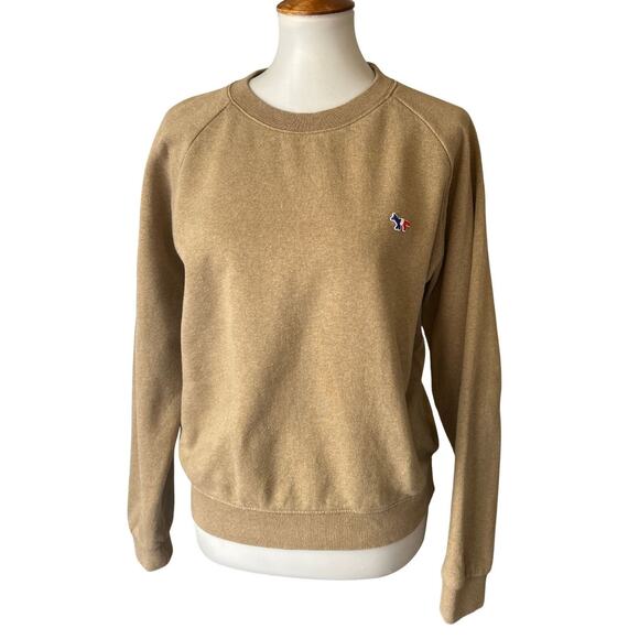 Maison Kitsuné Tricolor Fox Patch Sweatshirt Sand Size L - Picture 1 of 8